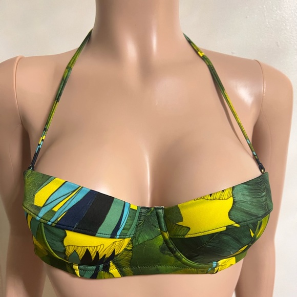 NWT J. CREW Set Jungle Tropical Leaf Green Yellow Mix Bikini 34B XS Set - Picture 6 of 13